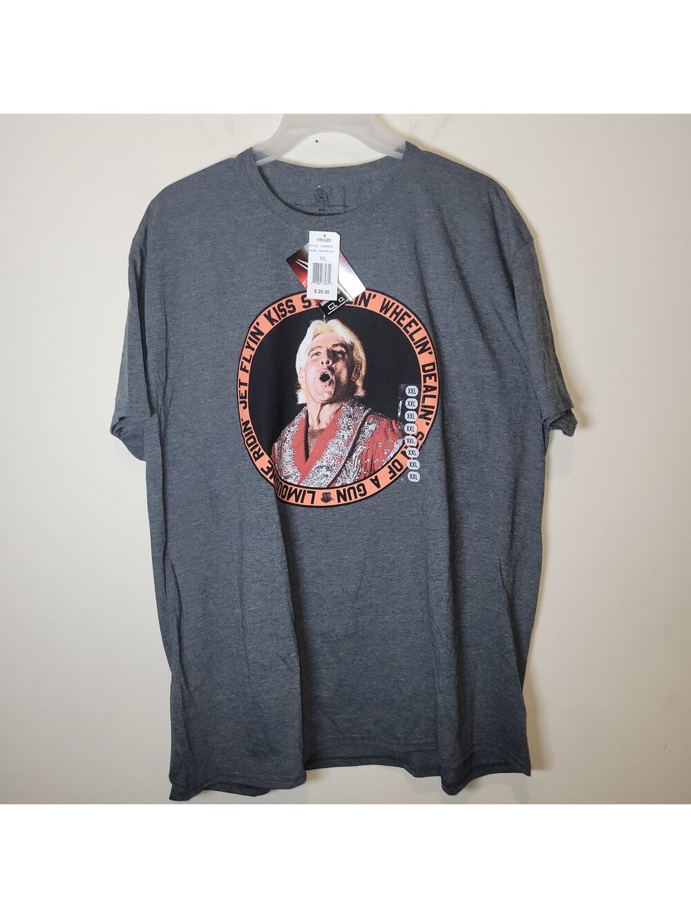 NWT Ric Flair WWE T-Shirt Men's Size XXL "Jet Flyin' Kiss Stealin' Son of a Gun"